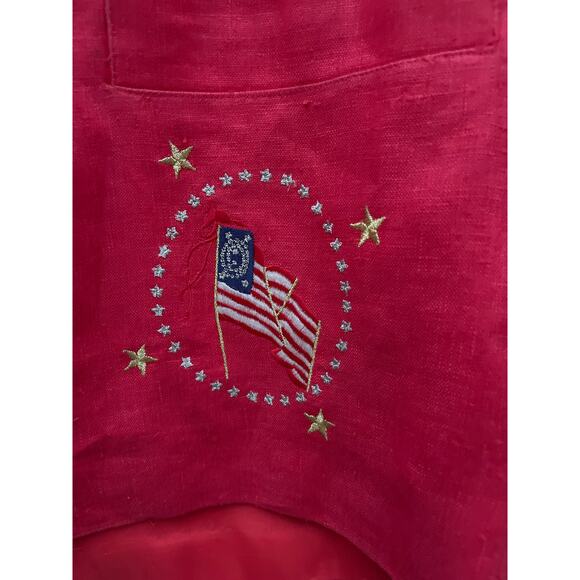 ADAM DOUGLASS Red Vintage Linen Blazer Patriotic My Country Flag Size L - Picture 6 of 8